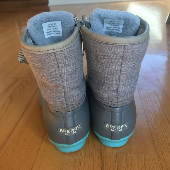 Sperry Top-Sider Boots Gray Waterproof Rubber Saltwater Short Rain womens size 6 - Picture 2 of 12